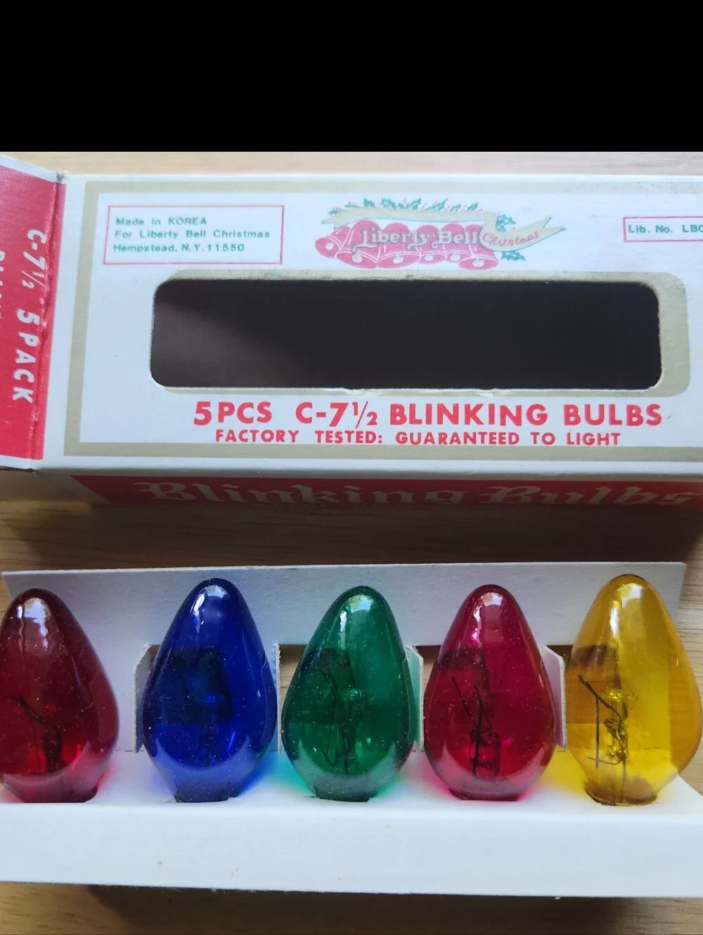 3 Boxes of Vintage Liberty Bell C-7 Blinking Glass Light Bulbs (15 Bulbs Total)